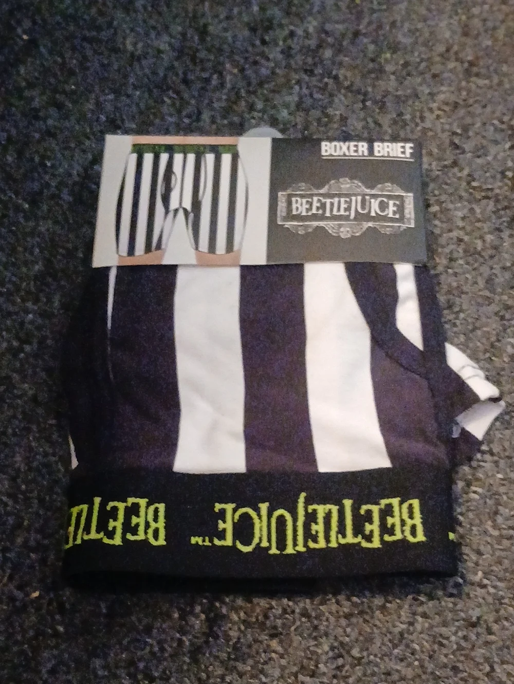 Beetlejuice Men’s Black & White Stripe Boxer Briefs